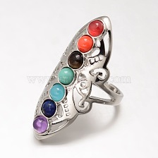 Chakra Jewelry, Brass Gemstone Finger Rings, Size 8, 18mm