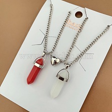 Hexagonal Prism Pendant Necklace Couple Magnetic Natural Stone Crystal Quartz Pendant Necklace.