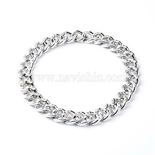 CCB Plastic Rhinestone Curb Chain Necklaces, with 
304 Stainless Steel Gate Rings