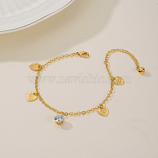 Fashionable adjustable heart-shaped anklet for ladies, 18K gold plated, simple and delicate.