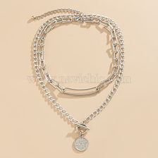 Simple Hollow Chain Beat Geometric Letter Pendant Heart Double-layer U-shaped Buckle Necklace