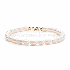 Grade A Natural Pearl Beaded Bracelets with Brass Spring Ring Clasps for Women