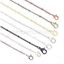 Brass Coated Iron Curb Chain Necklace Making, with Beads and Lobster Claw Clasps