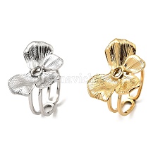 304 Stainless Steel Open Cuff Rings, Butterfly