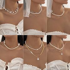 Elegant Lady Letter Heart Shape Imitation Pearl Alloy Plating Women's Layered Necklaces