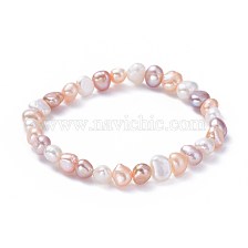 Natural Pearl Beaded Stretch Bracelets, Packing Box