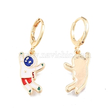 Enamel Spaceman Dangle Leverback Earrings, Brass Jewelry for Women, Cadmium Free & Nickel Free & Lead Free