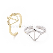 Clear Cubic Zirconia Cupid's Arrow Open Cuff Ring, Brass Jewelry for Valentine's Day