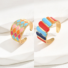 Fashionable Rainbow Stripe Open Ring with Delicate Design and Sophisticated Style