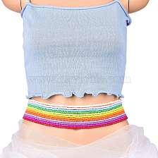 12Pcs 12 Colors Jewelry Waist Beads, Glass Seed Beaded Stretch Waist Chain for Women