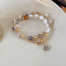 Double Layered Faux Natural Stone Pearl Beaded Bracelet