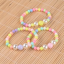 Round Opaque Acrylic Beaded Stretch Kids Bracelets, with Imitation Pearl Acrylic Beads, 46mm