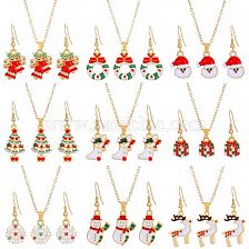 Christmas Classic Style Christmas Hat Christmas Tree Santa Claus Alloy Enamel Plating Inlay Artificial Rhinestones 18K Gold Plated Gold Plated Women's Earrings Necklace