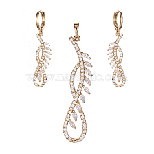 Golden Plated Brass Rhinestone Dangle Earrings & Pendant Sets, Infinity