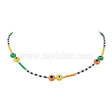 Resin and Glass Seed Bead Necklaces, Evil Eye