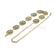 Resin Beaded Flower Link Chains Waist Belts, Retro Zinc Alloy Chain Belt for Shirt Skirt Dress Overcoat