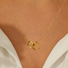 Minimalist Metal Interlocking Collarbone Chain Necklace for Women's Date Party Wear.