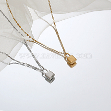 Stylish Stainless Steel Padlock Pendant Necklace for Women's Daily Wear