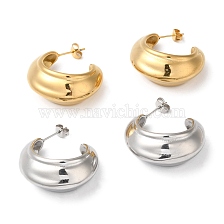 304 Stainless Steel Round Earrings, Half Hoop Earrings