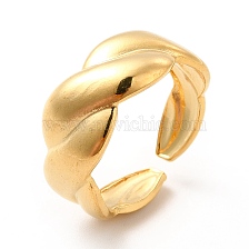 Ion Plating(IP) 304 Stainless Steel Twist Rope Open Cuff Ring for Women, Real 18K Gold Plated, US Size 7 1/4(17.5mm)