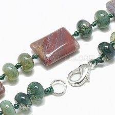 Gemstone Beaded Necklaces, with Alloy Lobster Clasps, Rectangle