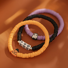 Halloween-themed elastic bracelet set, perfect for wearing and gifting.