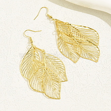 Gold Plated Leaf Tassel Long Earrings