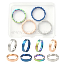 4Pcs 4 Colors 201 Stainless Steel Plain Band Finger Rings Set for Women