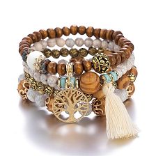 Bohemian Geometric Tree Wood Beaded Women'S Bracelets