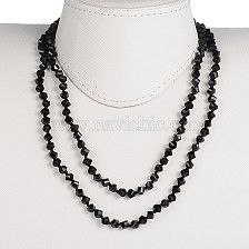 Twist Glass Beaded Necklaces, with Knotted Nylon Thread Cord, 37.4 inch 