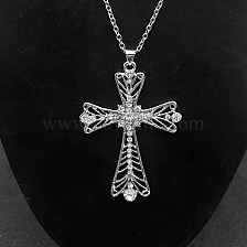 Alloy Cross Necklace with Diamond Inlay DIY Simple Fashion Style