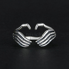 S925 Silver Heart Ring Adjustable Gothic Halloween Easter Undead Ring