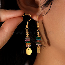 Bohemian Vintage Oval Stone Earrings Ethnic Style Retro Ear Drops