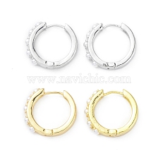 Circle Ring Rack Plating Brass Plastic Pearl Bead Hoop Earrings for Women, Long-Lasting Plated, Lead Free & Cadmium Free