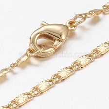 Brass Chain Necklaces, with Lobster Claw Clasps, Real 18K Gold Plated, 17.7 inch(45cm), 2mm