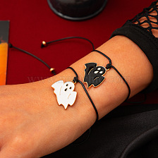 Ghost and Pumpkin Wax Thread Bracelet Set for Halloween Costume.