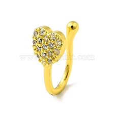 Clear Cubic Zirconia Heart Clip on Nose Ring, Brass Nose Cuff Non Piercing for Women