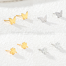 Delicate Stainless Steel Butterfly Lucky Clover Earrings for Women