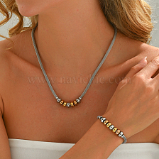 Stainless Steel Gold Silver Color Elegant Hip-hop Necklace Bracelet Set