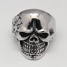 Unique Halloween Jewelry Skull Rings for Men, 304 Stainless Steel Wide Rings