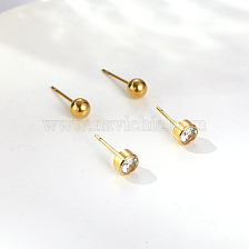 Fashionable stainless steel stud earrings with diamonds, perfect for daily wear.