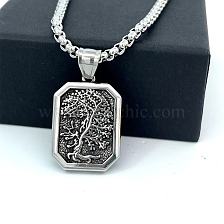 Stylish Stainless Steel Viking Pendant Punk Necklace Men's Fashion Tree Jewelry