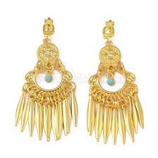 Bohemia Zinc Alloy Rhinestone & Resin Clip-on Earrings, Tassel Chandelier Earrings for Women