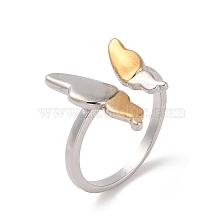 Two Tone Brass Butterfly Open Cuff Ring