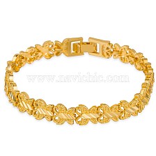 Women's Brass Link Chains Bracelets, with Watch Band Clasps, Butterfly, Golden, 6-1/2 inch(16.5cm)