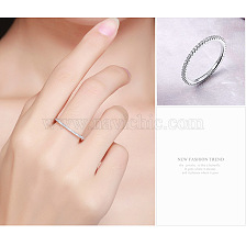 925 Sterling Silver Finger Rings, with Cubic Zirconia, with 925 Stamp, Real Platinum Plated