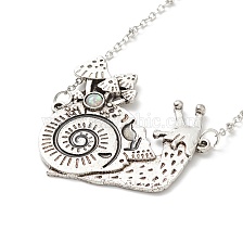 Alloy Snail with Mushroom Pendant Necklace with Resin Beaded, Gothic Jewelry for Men Women