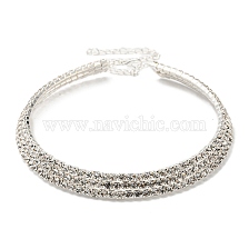 Crystal Rhinestone Choker Necklaces, Fashion Alloy Rectangle Link Chain Necklace