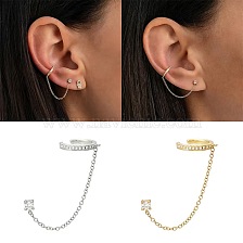 S925 Silver Zircon U-shaped Ear Clip Stud Earrings Fashionable Daily Accessories