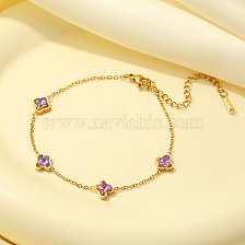 Exquisite Butterfly Design Purple Zirconia Bracelet with 18K Gold Plating